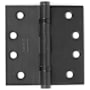 Emtek 4" x 4" Solid Brass Square Corner Ball Bearing Mortise Hinge - Pair Flat Black