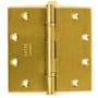 Emtek 5" x 5" Solid Brass Ball Bearing Square Corner Mortise Door Hinge - Pair Satin Brass