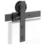Emtek Modern Rectangular 78 Inch Face Mount Barn Door Hardware Set - Includes Track, Hangers, and Matching Hardware Flat Black
