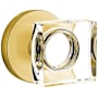 Emtek Modern Square Crystal Passage Door Knobset with Brass Rosette with Concealed Screws Satin Brass