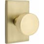 Emtek Round Passage Door Knob Set with Modern Rectangular Rose and Concealed Screws from the Brass Modern Collection Satin Brass