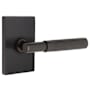 Emtek Knurled T-Bar Passage Door Lever Set with Modern Rectangular Rose and Concealed Screws from the SELECT Brass Collection Oil Rubbed Bronze