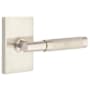 Emtek Knurled T-Bar Passage Door Lever Set with Modern Rectangular Rose and Concealed Screws from the SELECT Brass Collection Satin Nickel