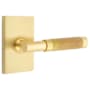 Emtek Knurled T-Bar Passage Door Lever Set with Modern Rectangular Rose and Concealed Screws from the SELECT Brass Collection Satin Brass