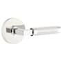 Emtek Knurled L-Square Privacy Door Lever Set with Disk Rose and Concealed Screws from the SELECT Brass Collection Polished Chrome