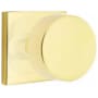 Emtek Round Privacy Door Knob Set with Square Rose and Concealed Screws from the Brass Modern Collection Unlacquered Brass