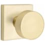 Emtek Round Privacy Door Knob Set with Square Rose and Concealed Screws from the Brass Modern Collection Satin Brass