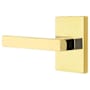 Emtek Dumont Privacy Door Lever Set with Modern Rectangular Rose and Concealed Screws from the Brass Modern Collection Unlacquered Brass