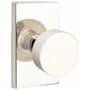 Emtek Round Privacy Door Knob Set with Modern Rectangular Rose and Concealed Screws from the Brass Modern Collection Polished Nickel