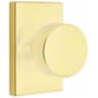 Emtek Round Privacy Door Knob Set with Modern Rectangular Rose and Concealed Screws from the Brass Modern Collection Unlacquered Brass