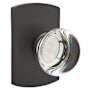 Emtek Providence Crystal Privacy Door Knob with Concealed Screws and Sandcast Bronze Rosette Flat Black