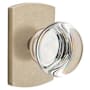 Emtek Providence Crystal Privacy Door Knob with Concealed Screws and Sandcast Bronze Rosette Tumbled White Bronze