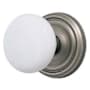 Emtek Ice White Porcelain Passage Door Knobset with Brass Rosette and the Concealed Screws Pewter