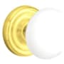 Emtek Ice White Porcelain Passage Door Knobset with Brass Rosette and the Concealed Screws Polished Brass