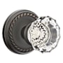 Emtek Astoria Clear Crystal Privacy Door Knobset with Brass Rosette and the Concealed Screws Oil Rubbed Bronze