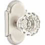 Emtek Astoria Clear Crystal Privacy Door Knobset with Brass Rosette and the Concealed Screws Satin Nickel