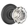 Emtek Astoria Clear Crystal Privacy Door Knobset with Brass Rosette and the Concealed Screws Flat Black