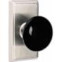 Emtek Ebony Porcelain Privacy Door Knobset with Brass Rosette and the Concealed Screws Satin Nickel