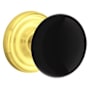 Emtek Ebony Porcelain Privacy Door Knobset with Brass Rosette and the Concealed Screws Polished Brass