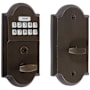 Emtek Single Cylinder Cast Bronze Electronic Deadbolt from the Sandcast Bronze Collection Medium Bronze