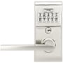 Emtek Single Cylinder Solid Brass Storeroom/Gate Function Electronic Leverset from the Brass Modern Collection Satin Nickel
