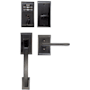 Emtek Single Cylinder Solid Brass Electronic Keypad Handleset with Apollo Exterior Grip from the Brass Modern Collection Flat Black