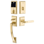 Emtek EMTouch Electronic Keypad Handleset from the Brass Modern Collection Satin Brass
