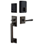 Emtek Empowered 2 Baden Left Handed Sectional Electronic Touchpad/Fingerprint Key Free Entry Handleset with Basel Interior Lever and Bluetooth/WiFi Oil Rubbed Bronze