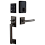 Emtek Empowered 2 Baden Right Handed Sectional Electronic Touchpad/Fingerprint Key Free Entry Handleset with Stuttgart Interior Lever and Bluetooth/WiFi Oil Rubbed Bronze