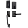 Emtek Empowered 2 Ares Right Handed Sectional Electronic Touchpad/Fingerprint Keyless Entry Handleset with Breslin Interior Lever and Bluetooth/WiFi Flat Black