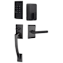 Emtek Empowered 2 Ares Left Handed Sectional Electronic Touchpad/Fingerprint Keyless Entry Handleset with Freestone Interior Lever and Bluetooth/WiFi Flat Black