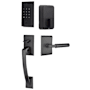 Emtek Empowered 2 Ares Right Handed Sectional Electronic Touchpad/Fingerprint Keyless Entry Handleset with Hercules Interior Lever and Bluetooth/WiFi Flat Black