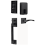 Emtek Empowered 2 Hercules Smooth Left Handed Sectional Touchpad/Fingerprint Keyless Entry Handleset with Triton Interior Lever and Bluetooth/WiFi Flat Black
