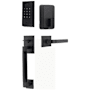 Emtek Empowered 2 Hercules Knurled Left Handed Sectional Touchpad/Fingerprint Keyless Entry Handleset with Aston Interior Lever and Bluetooth/WiFi Flat Black