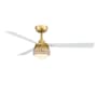 Fanimation Paget 52" 3 Blade Indoor / Outdoor Smart LED Ceiling Fan Brushed Satin Brass / Matte White
