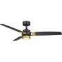 Fanimation Amped 52" 3 Blade Indoor Smart LED Hanging Ceiling Fan Black / Brushed Satin Brass