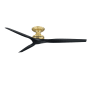 Fanimation Spitfire DC 64" 3 Blade Indoor / Outdoor Smart Ceiling Fan Brushed Satin Brass / Black