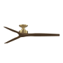 Fanimation Spitfire DC 64" 3 Blade Indoor / Outdoor Smart Ceiling Fan Brushed Satin Brass / Whiskey Wood