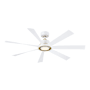 Fanimation Lenzi 60" 7 Blade Indoor / Outdoor Smart LED Ceiling Fan Matte White / Brushed Satin Brass