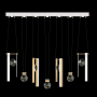 Fine Art Handcrafted Lighting ARIA 14 Light 60" Wide LED Linear Pendant with Shades White / Gold Accents