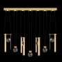Fine Art Handcrafted Lighting ARIA 14 Light 60" Wide LED Linear Pendant with Shades Brushed Gold