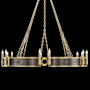 Fine Art Handcrafted Lighting Mirage 12 Light 50" Wide Taper Candle Style Chandelier Soft Gold Leaf / Brass / Pebble