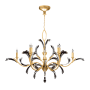 Fine Art Handcrafted Lighting Beveled Arcs 57" Round Chandelier with Arcing Beveled Crystal Gold Leaf