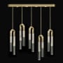 Fine Art Handcrafted Lighting Antonia 10 Light 52" Wide LED Crystal Linear Pendant Gold Leaf / Brass / Smoke