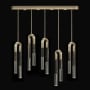 Fine Art Handcrafted Lighting Antonia 10 Light 52" Wide LED Crystal Linear Pendant Soft Gold Leaf / Brass / Charcoal