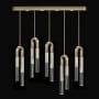 Fine Art Handcrafted Lighting Antonia 10 Light 52" Wide LED Crystal Linear Pendant Soft Gold Leaf / Brass / Smoke