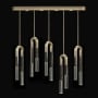 Fine Art Handcrafted Lighting Antonia 10 Light 52" Wide LED Crystal Linear Pendant Soft Gold Leaf / Nickel / Charcoal