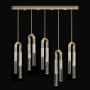 Fine Art Handcrafted Lighting Antonia 10 Light 52" Wide LED Crystal Linear Pendant Soft Gold Leaf / Nickel / Smoke