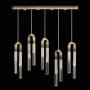 Fine Art Handcrafted Lighting Antonia 10 Light 52" Wide LED Crystal Linear Pendant Ombre Bronze / Nickel / Smoke
