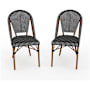 Flash Furniture Lily Pond 2 Piece Aluminum and Rattan Dinner Chair Set Black and White / Natural